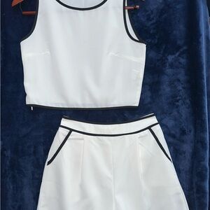 SHEIN White and Black Trim Ensemble